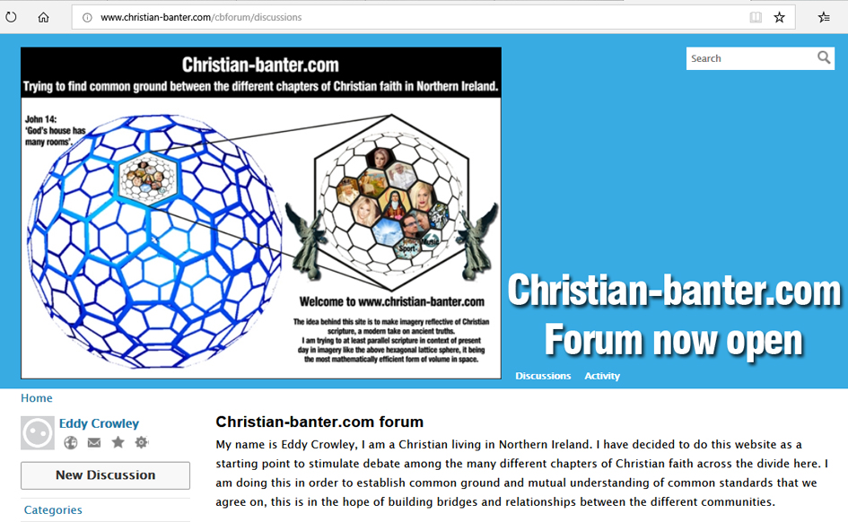 Christian banter forum, faith, debate, moral compass, Ulster, Northern Ireland, common ground